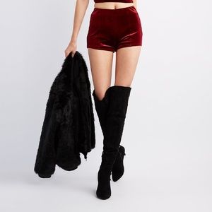 Charlotte Russe Retro Velvet poly cheeky shorts